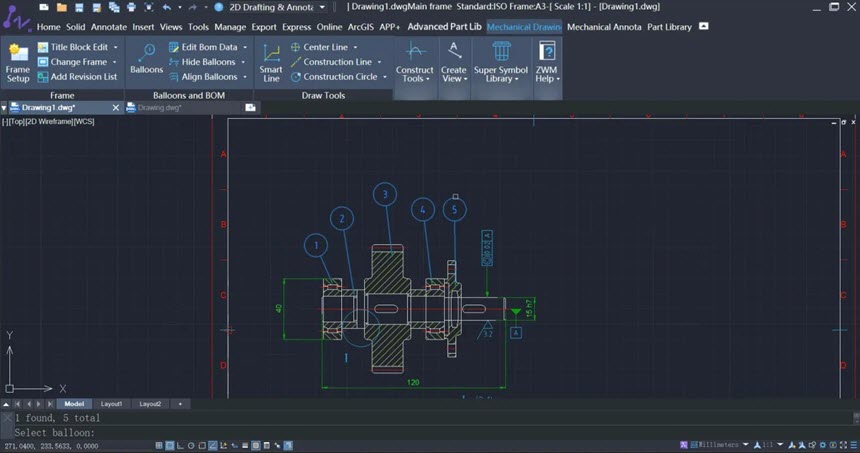 ZWCAD MFG 2026 โปรแกรมเขียนแบบเครื่องกล 2D CAD