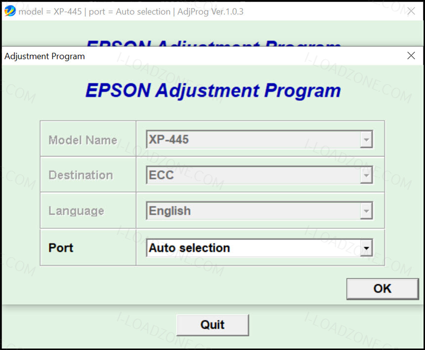 โปรแกรมเคลียร์ซับหมึก EPSON XP-445 (ECC) ฟรี ใช้ได้ 100%