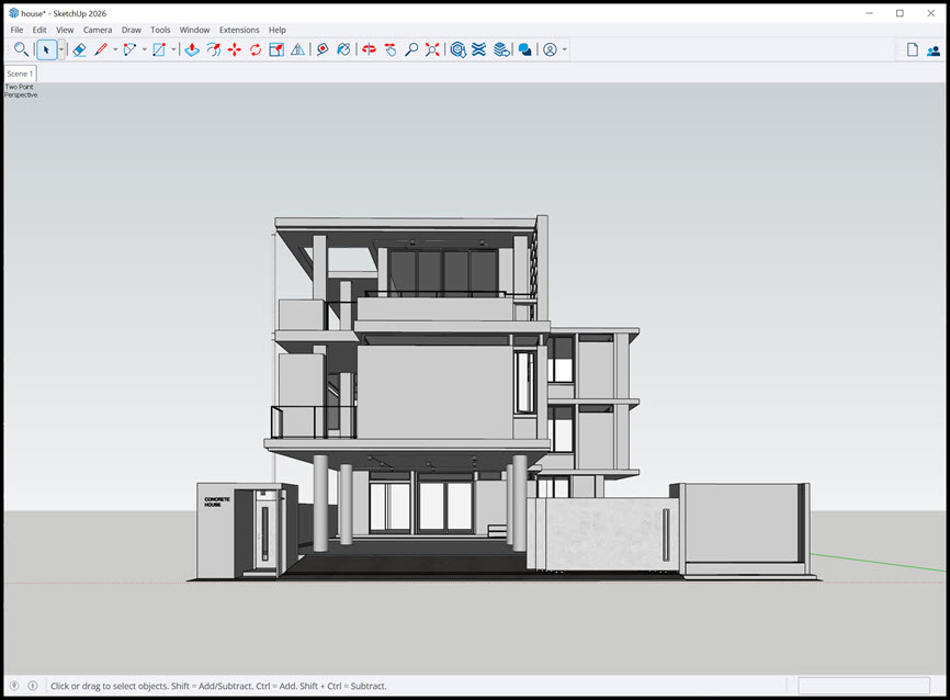 Sketchup House Exterior Model by Henry Tran แบบจำลองภายนอกบ้าน Sketchup ฟรี โปรแกรม