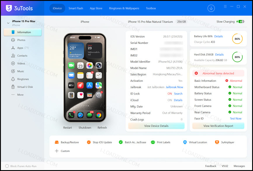 3uTools โปรแกรมจัดการอุปกรณ์ iOS แบบครบวงจร ล่าสุด