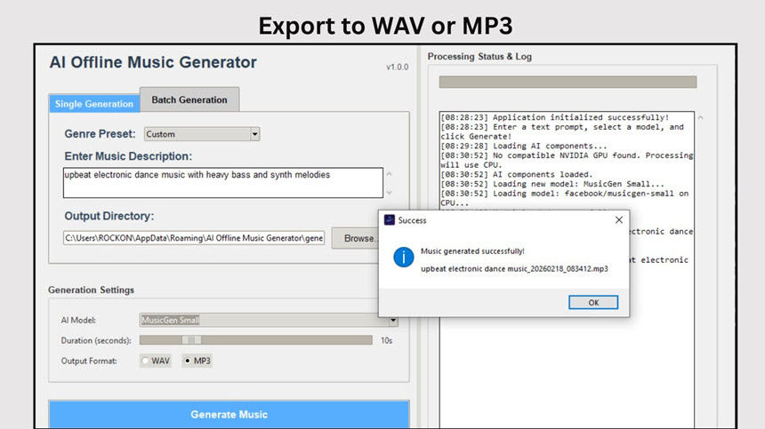 AI Offline Music Generator 2 ล่าสุด โปรแกรมเจนเพลง AI แบบ Offline ปลอดลิขสิทธิ์ ไม่จำกัด ฟรี