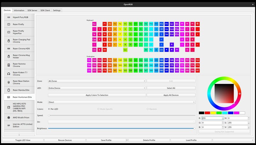 OpenRGB ล่าสุด โปรแกรมควบคุมไฟ RGB
