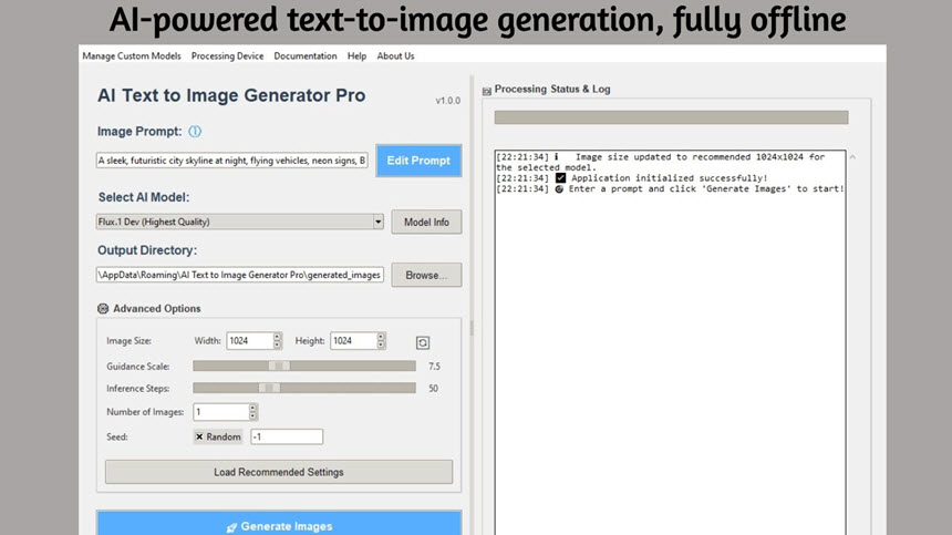 AI Text To Image Generator Pro 1 ล่าสุด โปรแกรมเจนภาพ AI แบบ Offline ไม่จำกัด