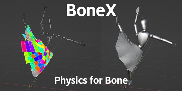 Blender – Bonex v1.2.6 ปลั๊กอินจำลองฟิสิกส์กระดูกตัวละครด้วยเอนจิ้น PhysX บน Blender