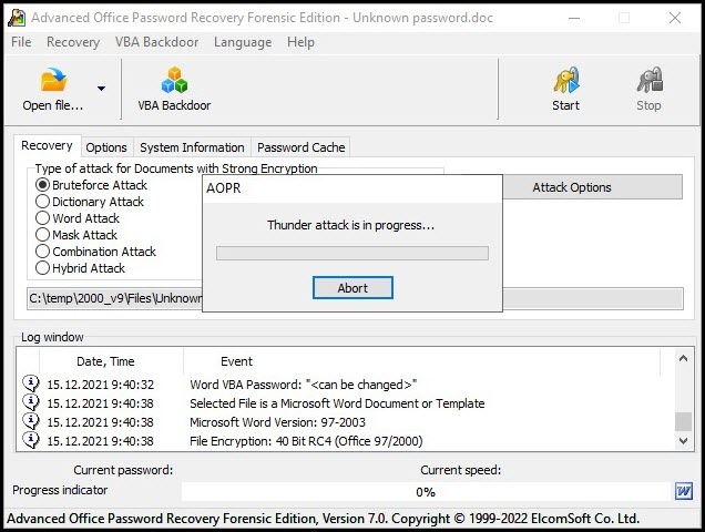 ElcomSoft Advanced Office Password Recovery Forensic Edition 7 ล่าสุด โปรแกรมกู้คืนและปลดล็อกรหัสผ่านไฟล์ Office ทุกประเภท
