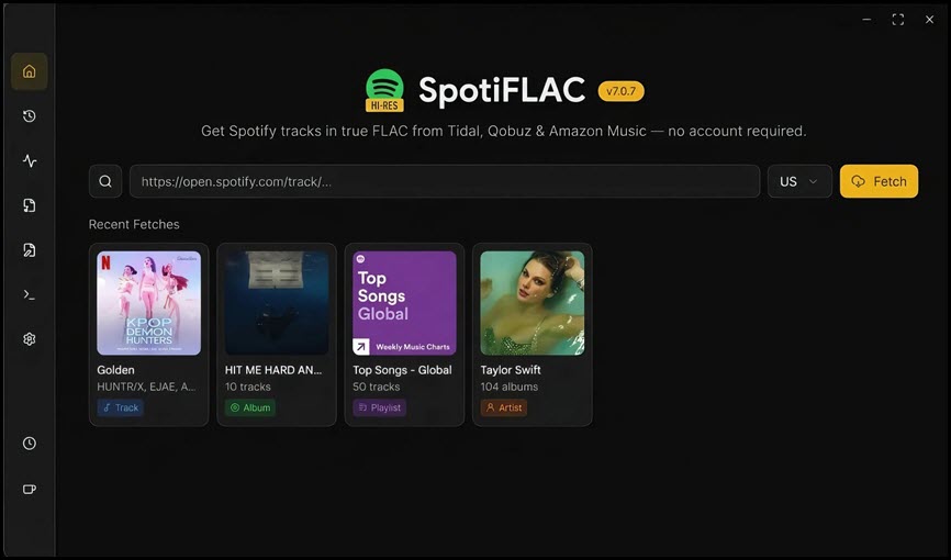 SpotiFLAC 7 ล่าสุด โปรแกรมดาวน์โหลดเพลง Lossless ความละเอียดสูงจากสตรีมมิ่งยอดนิยม