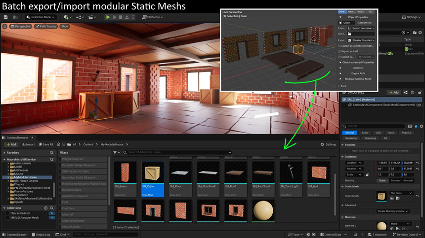 Blender For Unreal Engine ปลั๊กอินส่งออกไฟล์ 3 ล่าสุด มิติและสตรีมไลน์เวิร์กโฟลว์สู่ Unreal Engine โปรแกรม