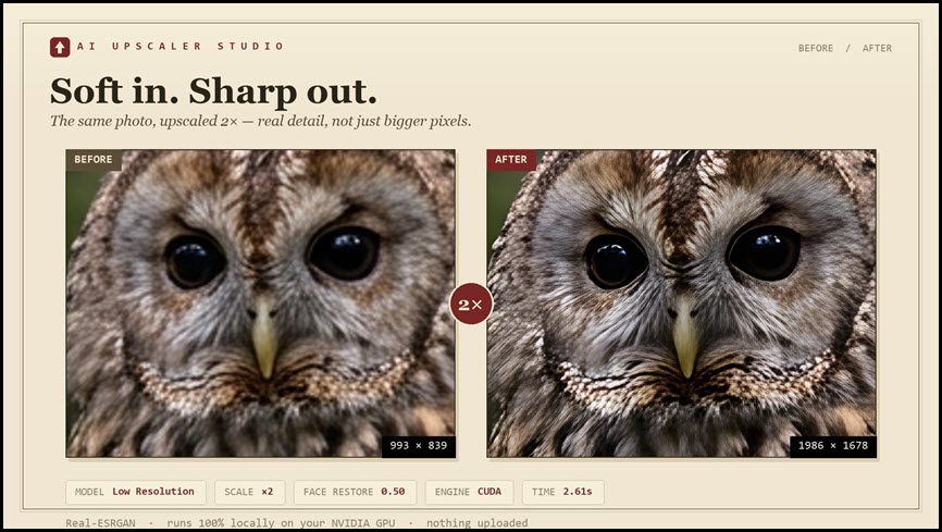 AI Upscaler Studio 1 ล่าสุด โปรแกรมขยายขนาดรูปภาพด้วย AI คุณภาพสูงระดับสตูดิโอ