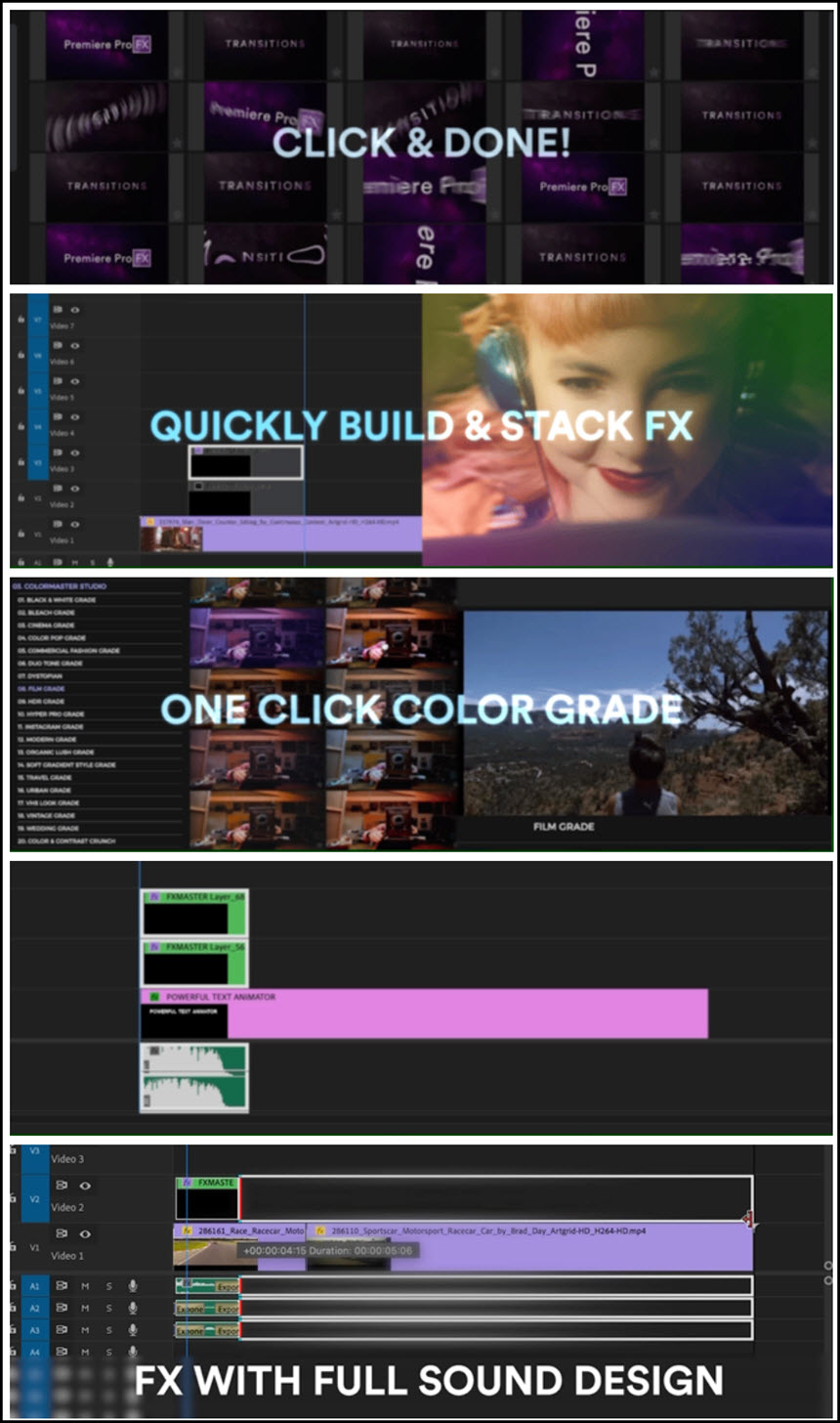 Premiere Pro FX – The Complete Video Creator Automation Suite ชุดปลั๊กอินเอฟเฟกต์และเครื่องมือตัดต่อครบวงจร โปรแกรม