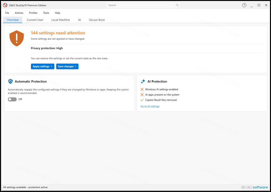 O& ล่าสุด;O ShutUp10 Premium Edition 3 โปรแกรมปิดระบบติดตามและปกป้องความเป็นส่วนตัวใน Windows