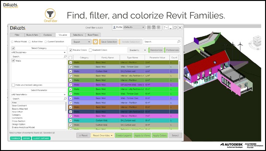 DiRoots One for Autodesk Revit 2027 ล่าสุด ปลั๊กอิน Revit จัดการข้อมูลพารามิเตอร์ และสร้างแบบอัตโนมัติ โปรแกรม