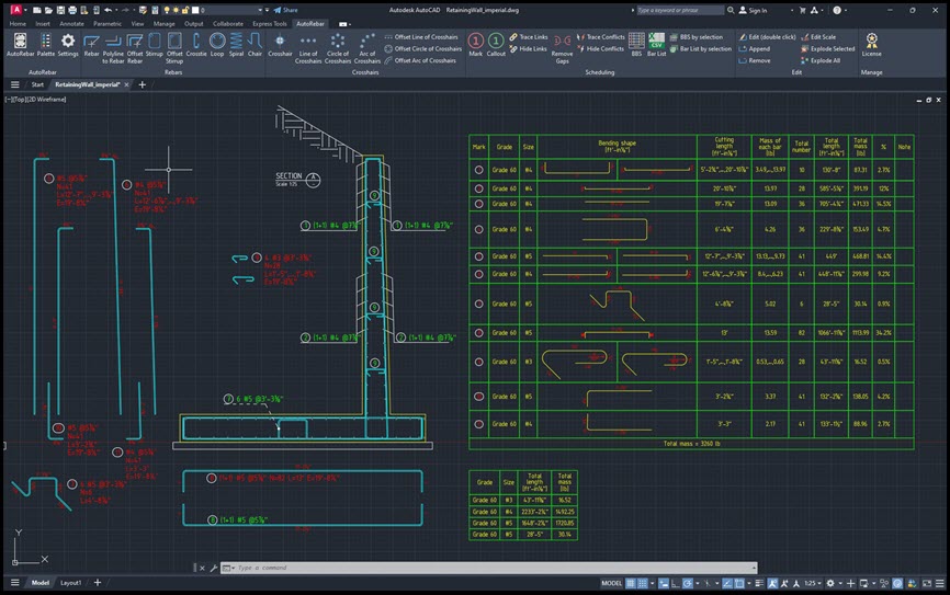 AutoRebar 3 ล่าสุด for AutoCAD Win ปลั๊กอินเขียนแบบเหล็กเสริมคอนกรีตและคำนวณ BBS โปรแกรม
