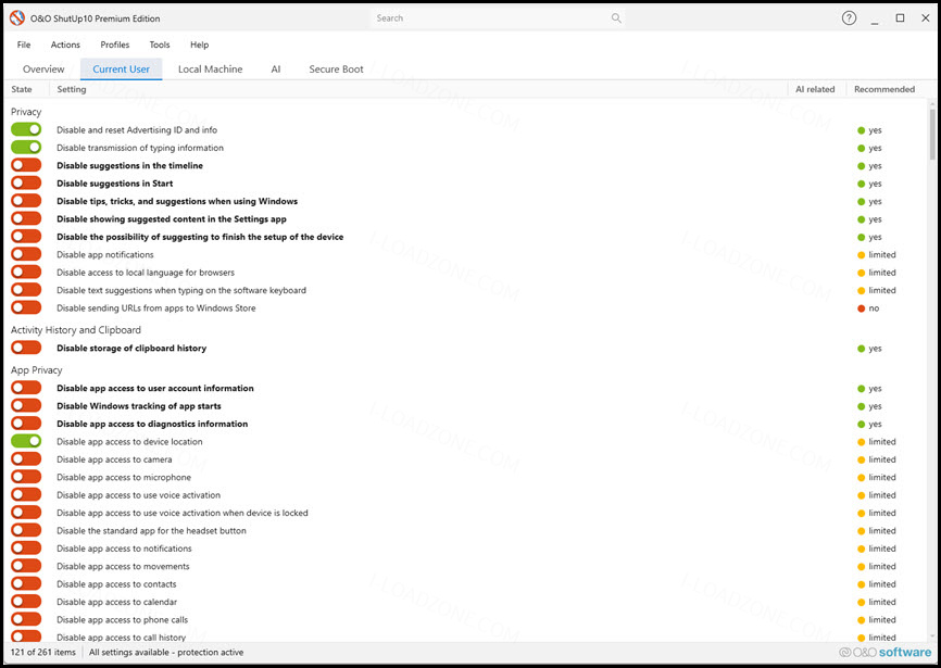 O& ล่าสุด;O ShutUp10 Premium Edition 3 โปรแกรมปิดระบบติดตามและปกป้องความเป็นส่วนตัวใน Windows
