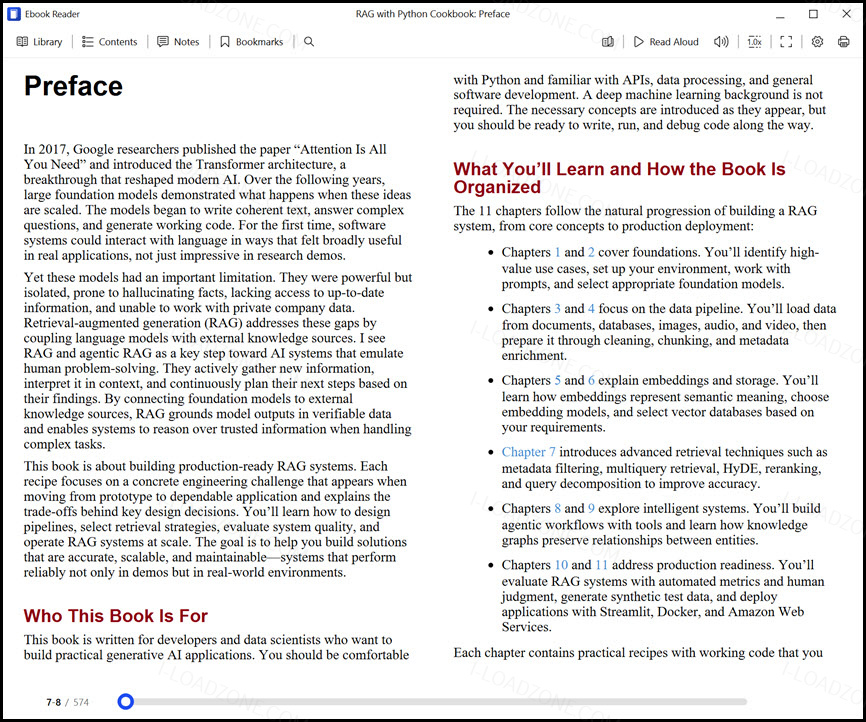 RAG with Python Cookbook: Practical Recipes from Data Preprocessing to LLM Agents (True PDF, EPUB) โปรแกรม