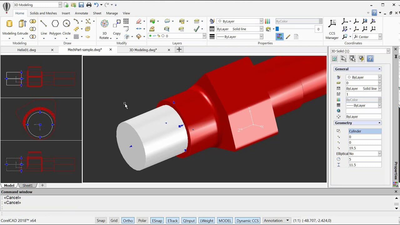 CorelCAD 2019 ล่าสุด.5 โปรแกรมเขียนแบบ CAD 2D/3D ฟรี