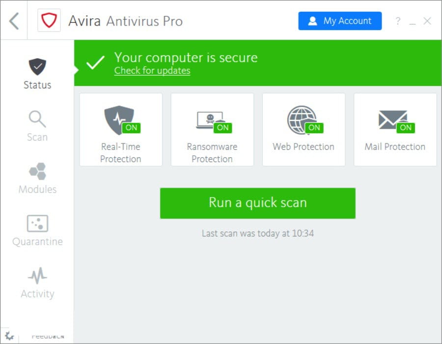 Avira Antivirus Pro 15 ล่าสุด พร้อม License สแกนไวรัส ร่มแดง ฟรี โปรแกรม