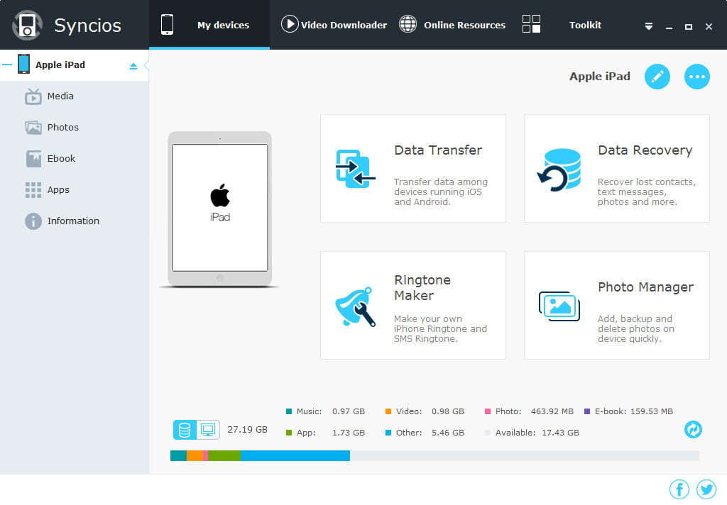 Syncios Mobile Manager 7 ล่าสุด โปรแกรมจัดการ iOS และ Android ฟรี