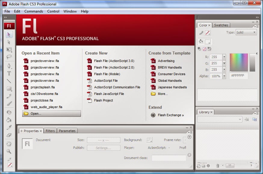 Adobe Flash CS3 โปรแกรมสร้างการ์ตูนอนิเมชั่น และสื่อมัลติมีเดีย