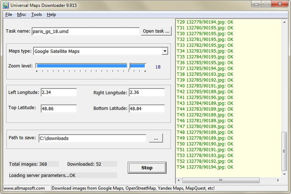 AllMapSoft Universal Maps Downloader 10.219 โปรแกรมดาวน์โหลดแผนที่