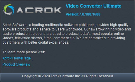 Acrok Video Converter Ultimate 7 ล่าสุด โปรแกรมแปลงไฟล์วิดีโอ ฟรี