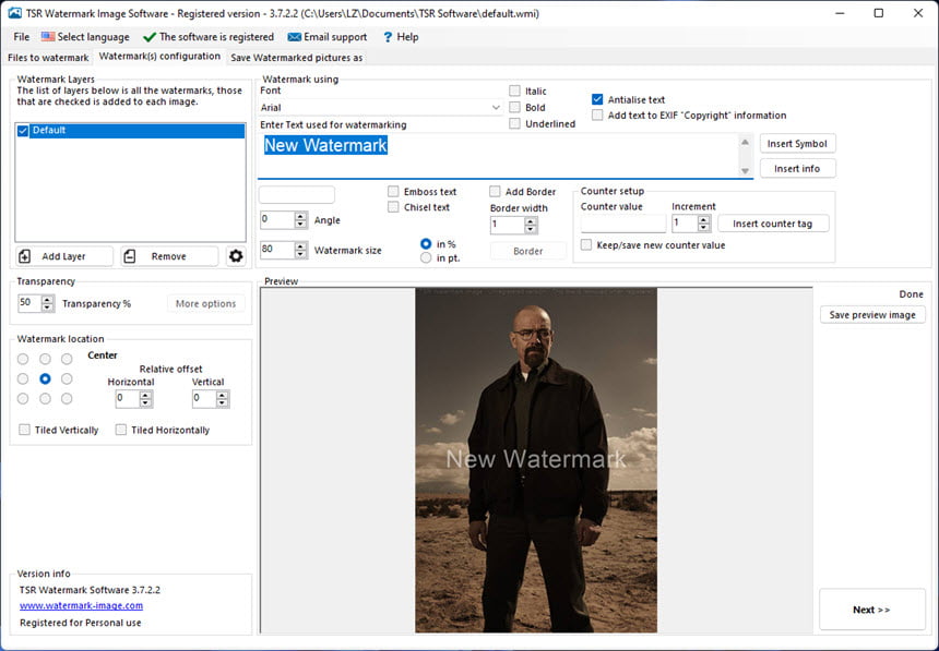TSR Watermark Image Pro 3 ล่าสุด โปรแกรมใส่ลายน้ำรูปภาพ
