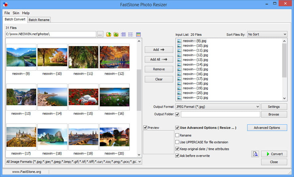 FastStone Photo Resizer 4.5 Corporate โปรแกรมย่อรูป แปลงภาพ