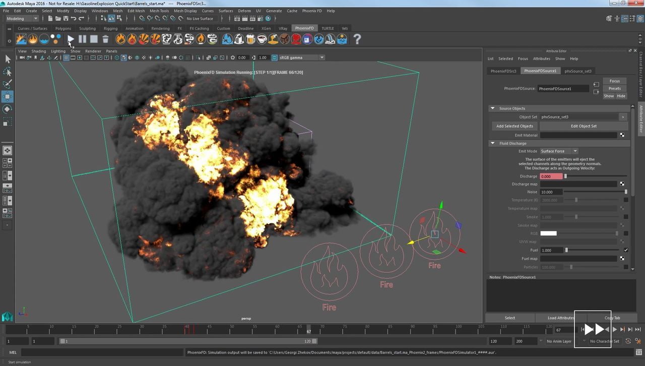 Phoenix FD for Maya 2015 ล่าสุด-2019 (x64) ปลั๊กอิน Maya ฟรี โปรแกรม