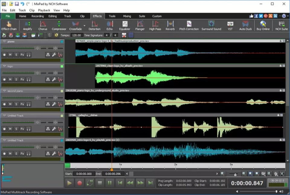 NCH MixPad 10.97 โปรแกรมมิกซ์เสียง ฟรี