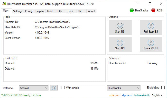 BlueStacks Tweaker / โปรแกรม Root ปรับแต่ง BlueStacks ไม่ครอบลิ้งค์ ฟรี ล่าสุด