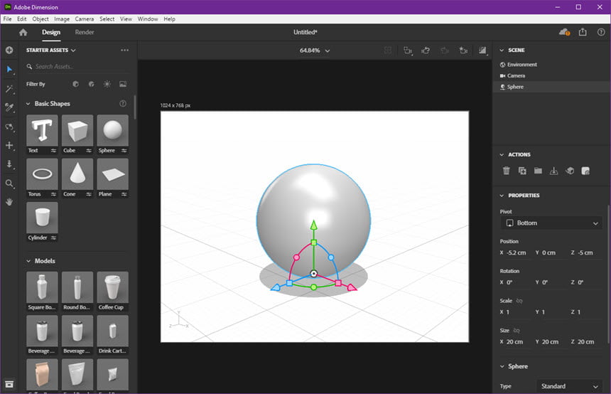 Adobe Dimension 4 ล่าสุด โปรแกรมออกแบบและเรนเดอร์ภาพกราฟิก 3 มิติ