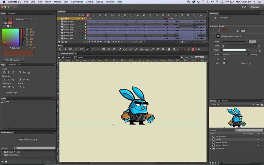 Adobe Animate 2020 ล่าสุด (x64) โปรแกรมทำการ์ตูนอนิเมชั่น