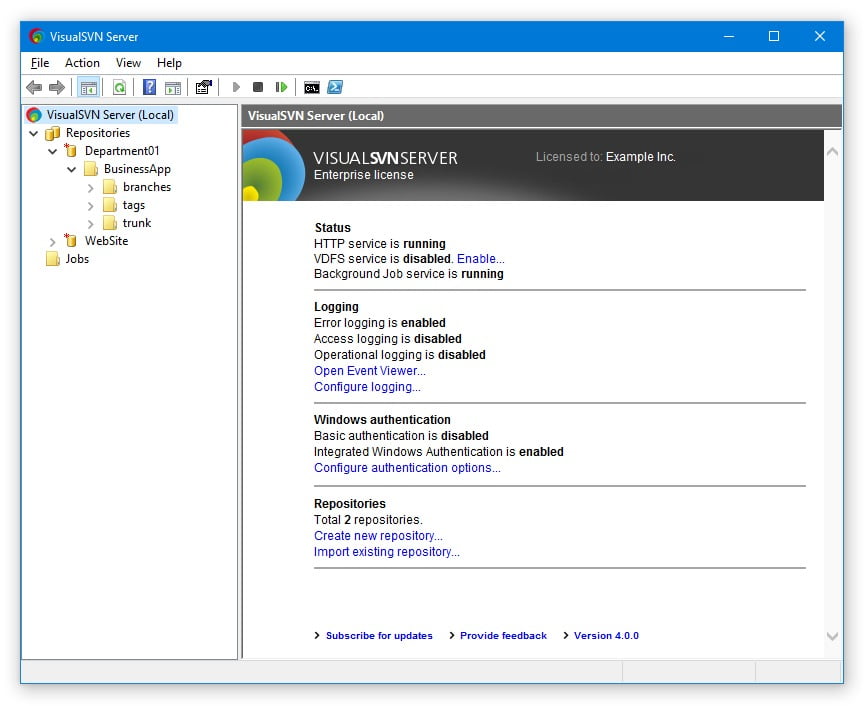 VisualSVN 7 ล่าสุด / VisualSVN Server Enterprise 4 ปลั๊กอิน Visual Studio โปรแกรม