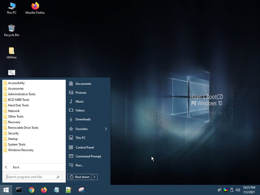 Hiren’s BootCD PE x64 (Win10PE) แผ่น Boot ฉุกเฉิน ล่าสุด โปรแกรม