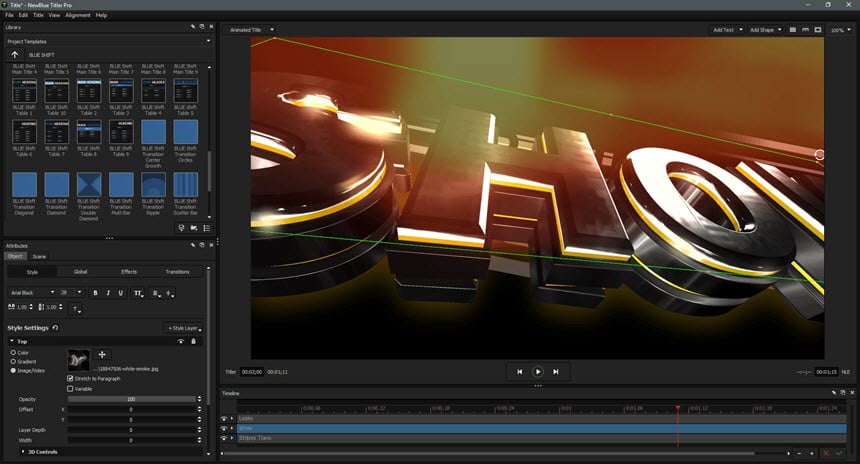 NewBlueFX Titler Pro 7 ล่าสุด Ultimate โปรแกรม ออกแบบ ไตเติ้ล วิดีโอ 2D/3D ฟรี