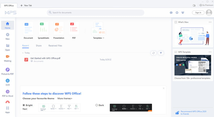 WPS Office 2019 ล่าสุด ชุดโปรแกรมสำนักงาน ฟรี โปรแกรม