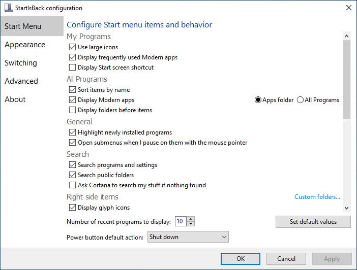 StartIsBack++ 2 ล่าสุด โปรแกรมปรับแต่ง Start Menu Win 10