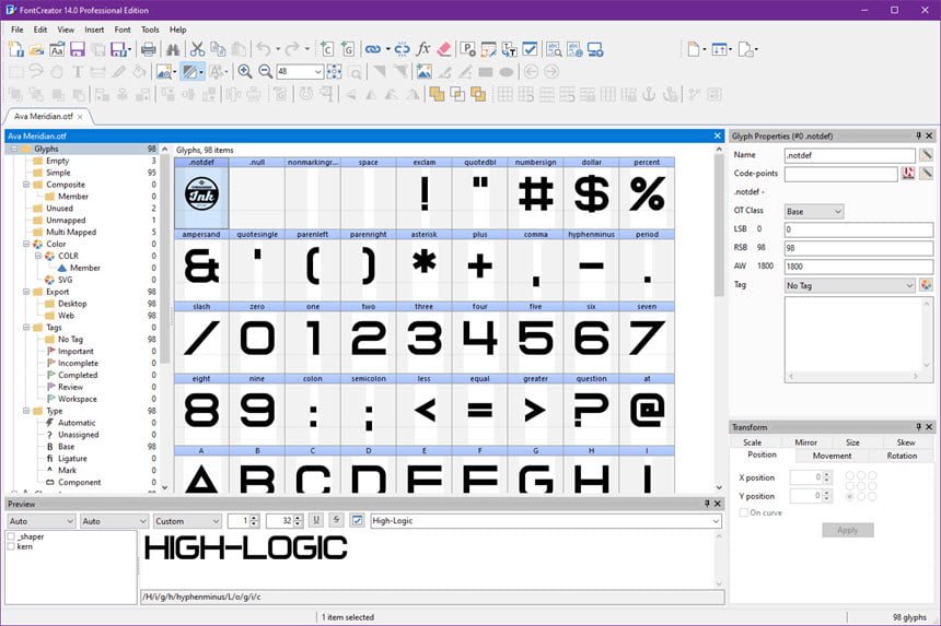 High-Logic FontCreator Pro 16 ล่าสุด โปรแกรมออกแบบฟอนต์ระดับมืออาชีพ