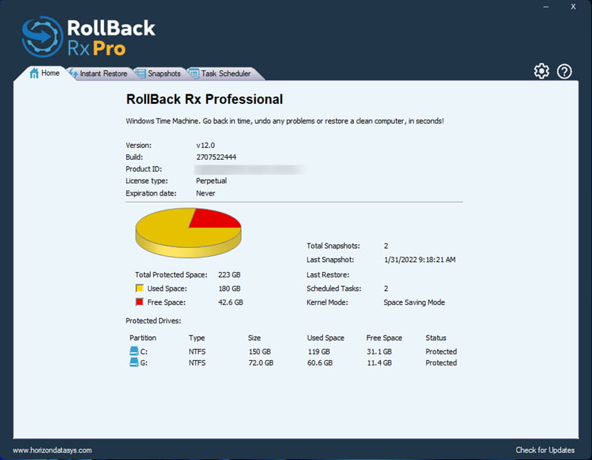 Rollback Rx Pro 12.91 โปรแกรมย้อนเวลาระบบคอมพิวเตอร์ แก้ไขคอมพังและโดนไวรัสในไม่กี่วินาที