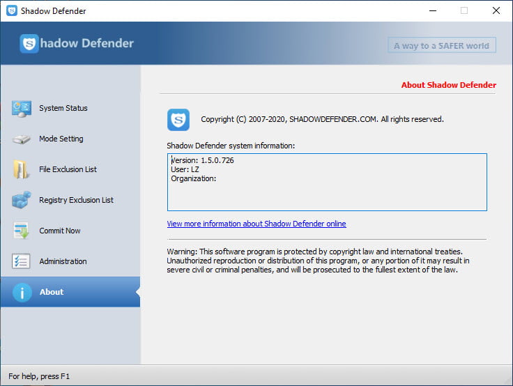 Shadow Defender 1 ล่าสุด (ลง Win 10/11 ได้) โปรแกรมแช่แข็ง Windows ปกป้องข้อมูลจากไวรัส