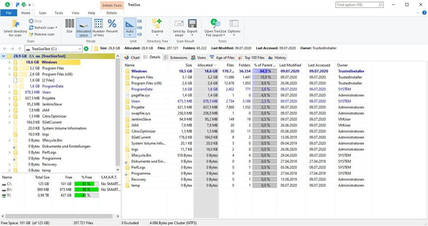 TreeSize Pro 9 ล่าสุด + Portable โปรแกรมตรวจสอบพื้นที่ฮาร์ดดิสก์