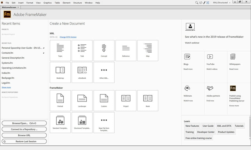 Adobe FrameMaker 2019 ล่าสุด Full โปรแกรมทำสื่อนำเสนอ ฟรี