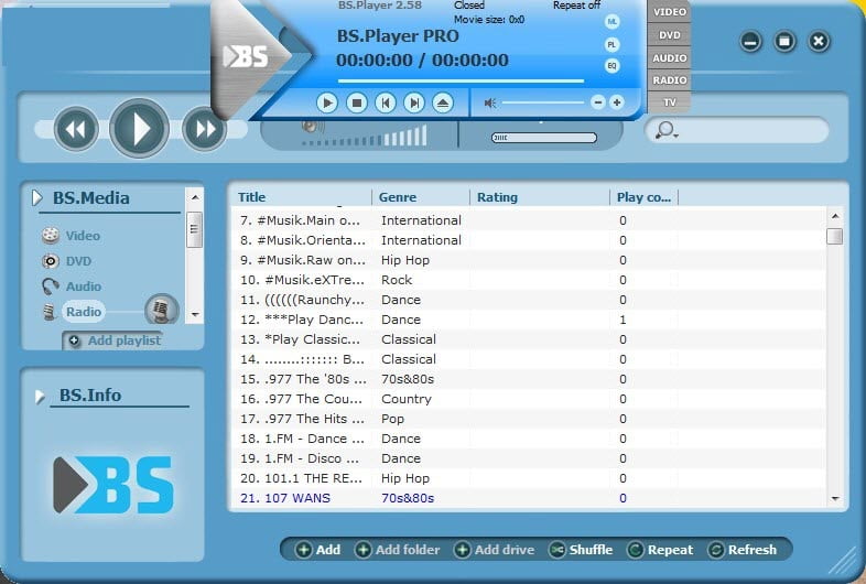 BS.Player Pro 2.78 โปรแกรมเล่นสื่อมัลติมีเดีย