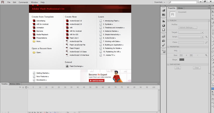 Adobe Flash Pro CS6 พร้อมวิธีติดตั้ง โปรแกรมสร้างอนิเมชั่น ล่าสุด