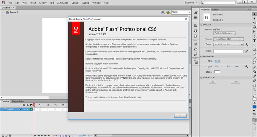 Adobe Flash Pro CS6 พร้อมวิธีติดตั้ง โปรแกรมสร้างอนิเมชั่น ล่าสุด