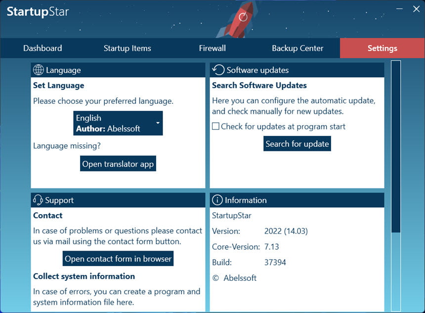 Abelssoft StartupStar 2022 ล่าสุด จัดการโปรแกรม Startup เพิ่มความเร็วเปิดเครื่อง ฟรี โปรแกรม