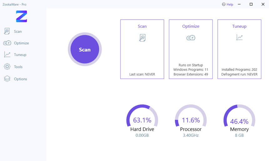 ZookaWare Pro 5 ล่าสุด โปรแกรมลบสปายแวร์ ลบไฟล์ขยะ เพิ่มประสิทธิภาพ PC ฟรี
