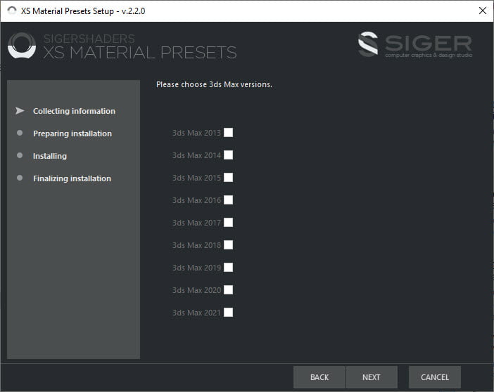 SIGERSHADERS XS Material Presets Studio for 3ds Max 2013 ล่าสุด – 2021 ฟรี โปรแกรม