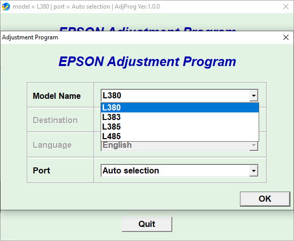 Epson Adjustment Program L380 L383 L385 L485 (ECC) พร้อม Keygen