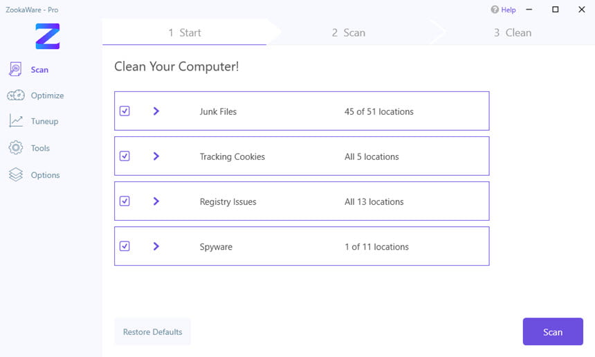 ZookaWare Pro 5 ล่าสุด โปรแกรมลบสปายแวร์ ลบไฟล์ขยะ เพิ่มประสิทธิภาพ PC ฟรี