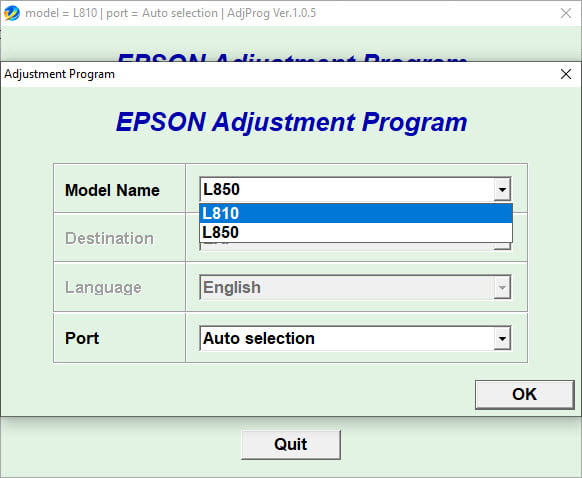 Epson Adjustment Program L810 L850 (EAI) เคลียร์ซับหมึก Epson L810 L850